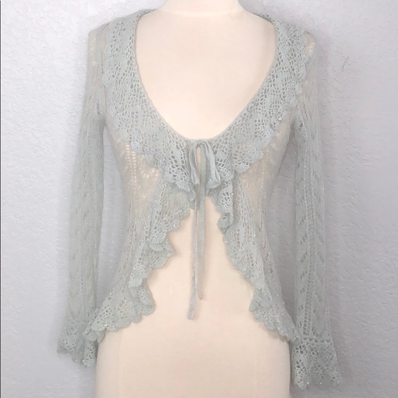 Mohair Ruffle Knit Cardigan Xs 